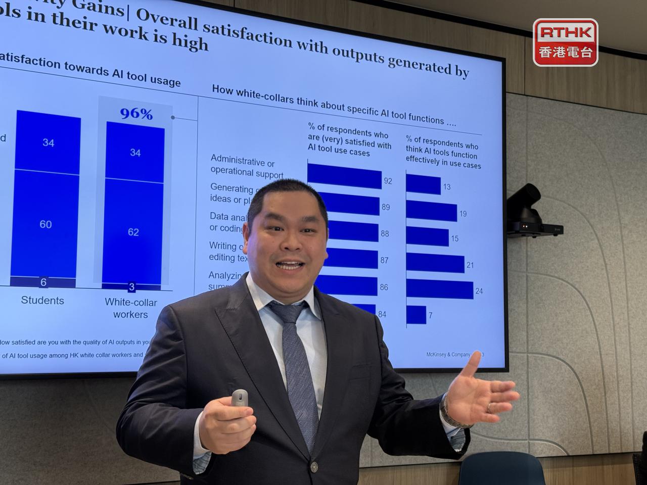 余子健稱隨着AI發展，新工種應運而生，同時亦降低創作等行業入行門檻。（趙嘉駿攝）