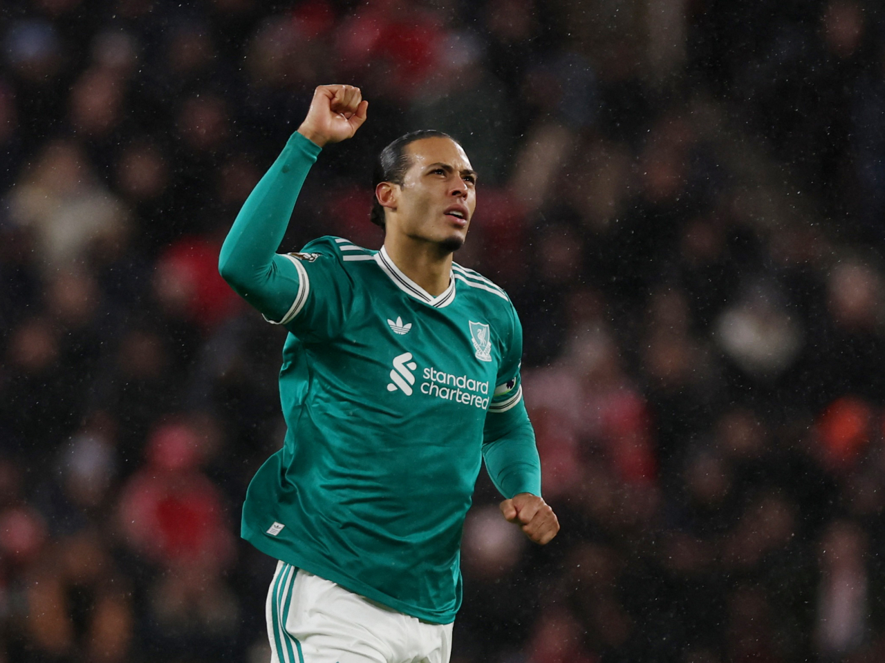 Liverpool skipper Virgil van Dijk scored the only goal of the match at the Stadium of Light. Photo: Reuters