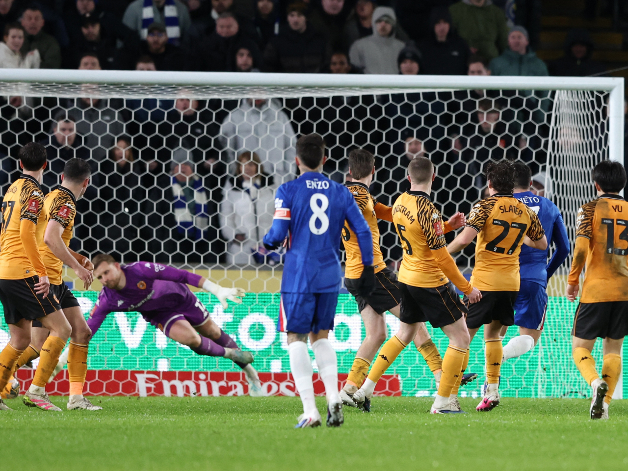Chelsea's Pedro Neto scores their fourth goal to complete a hat-trick. Photo: Reuters