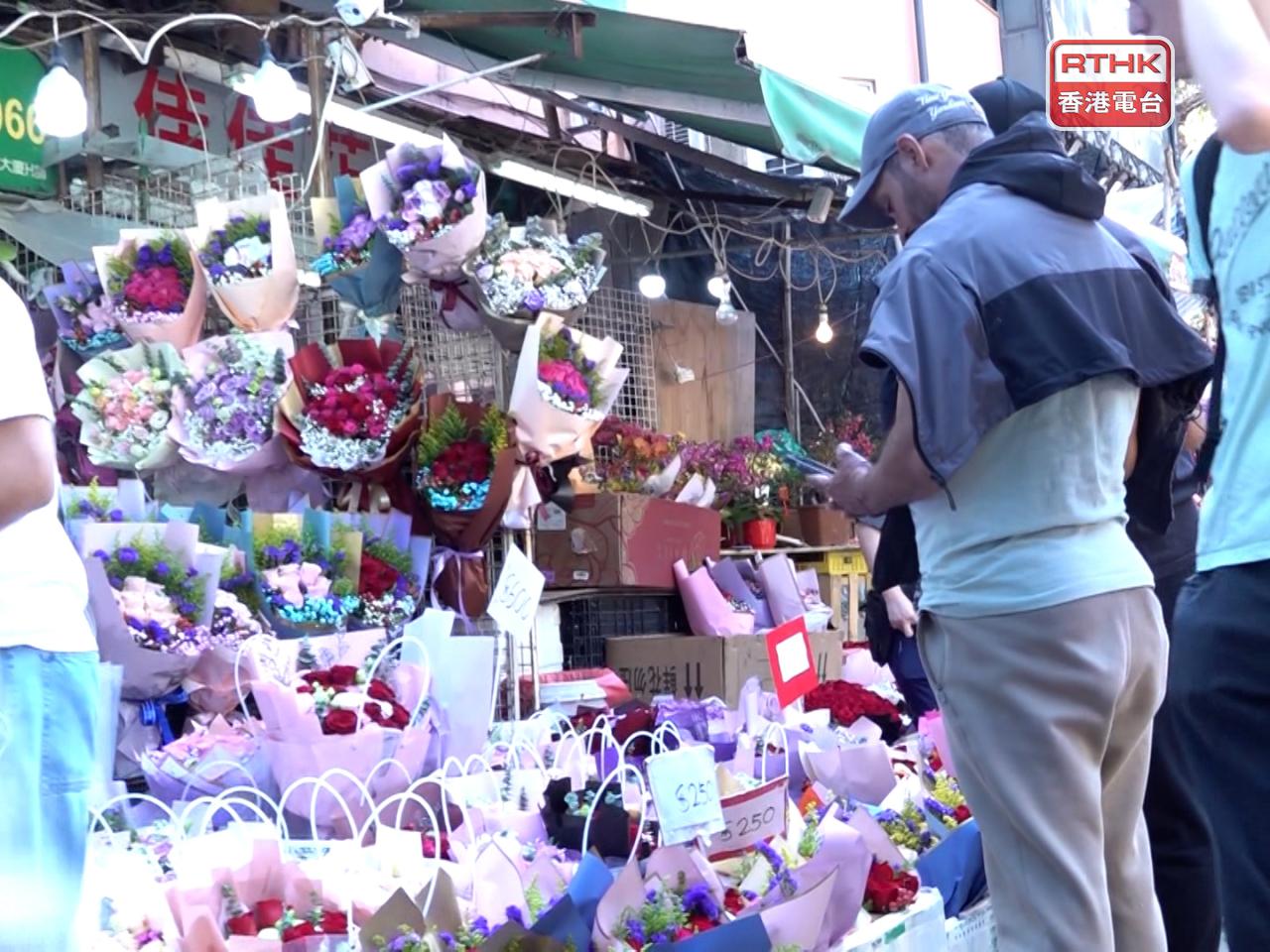 A vendor says business is down 30 percent due to Valentine's Day falling so close to the Lunar New Year. Photo: RTHK