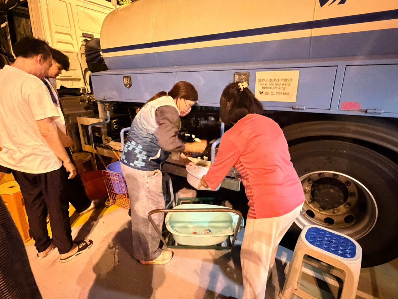 A water truck was arranged to deliver fresh water to affected residents. Photo courtesy of the Housing Department