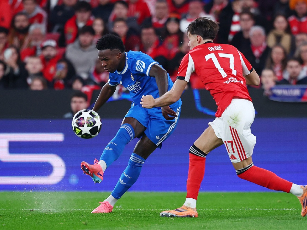 A stunning strike from Vinicius Junior separated the two sides at the Estadio da Luz in Lisbon. Photo: Reuters