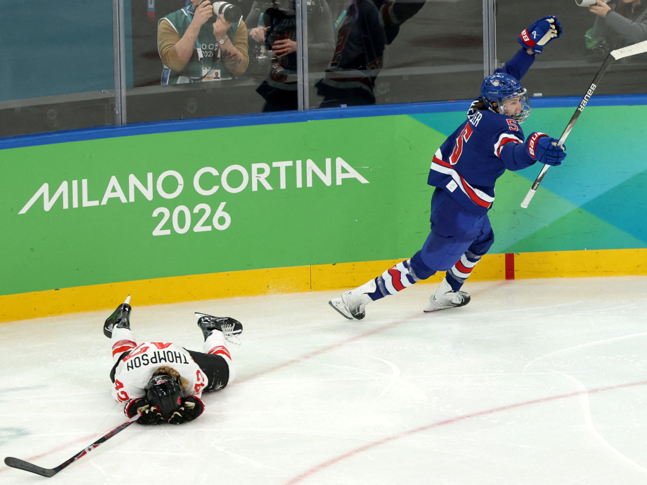 The triumph marks the Americans' third gold medal in women's ice hockey all-time. Photo: Reuters
