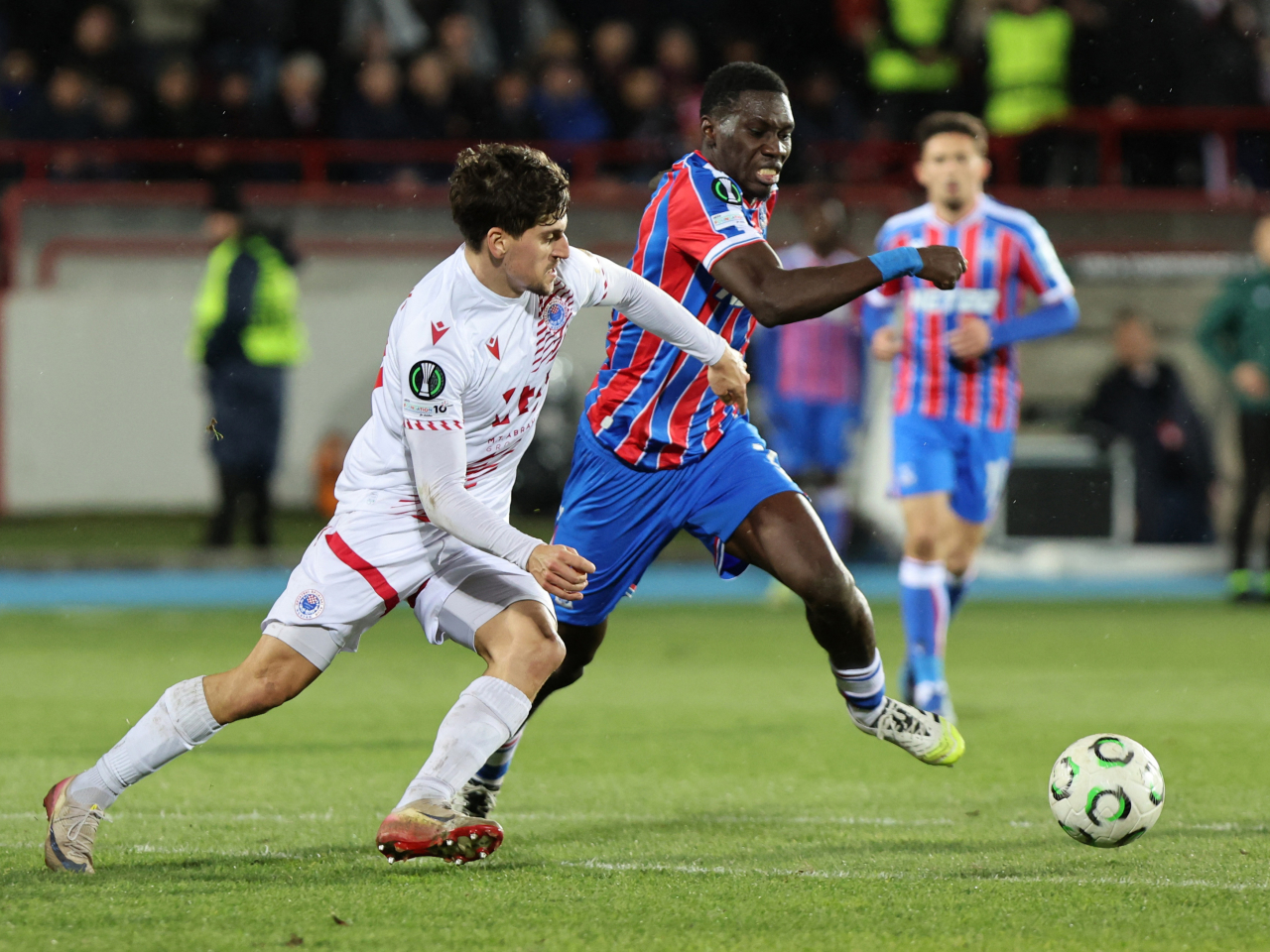 Ismaila Sarr, right, scored the only goal of the match for Palace just before the interval. Photo: Reuters