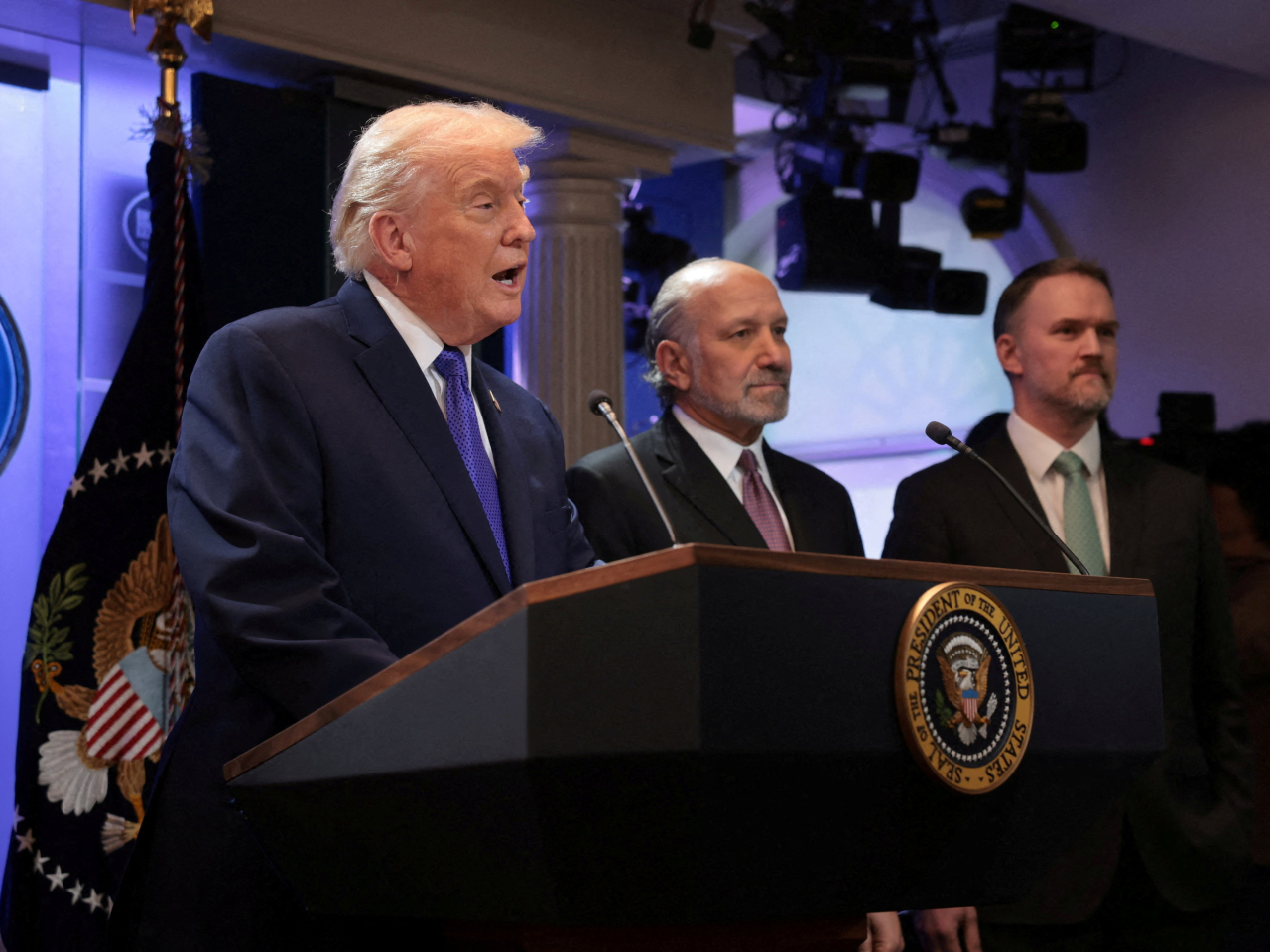 US President Donald Trump holds a press briefing at the White House following the Supreme Court ruling. Photo: Reuters