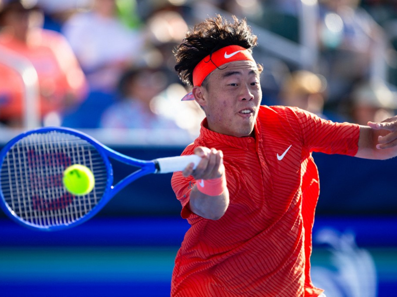 Coleman Wong lost to Flavio Cobolli in a hard-fought 7-5, 6-7 (7), 6-2 match at the Delray Beach Open in Florida. Photo: AFP