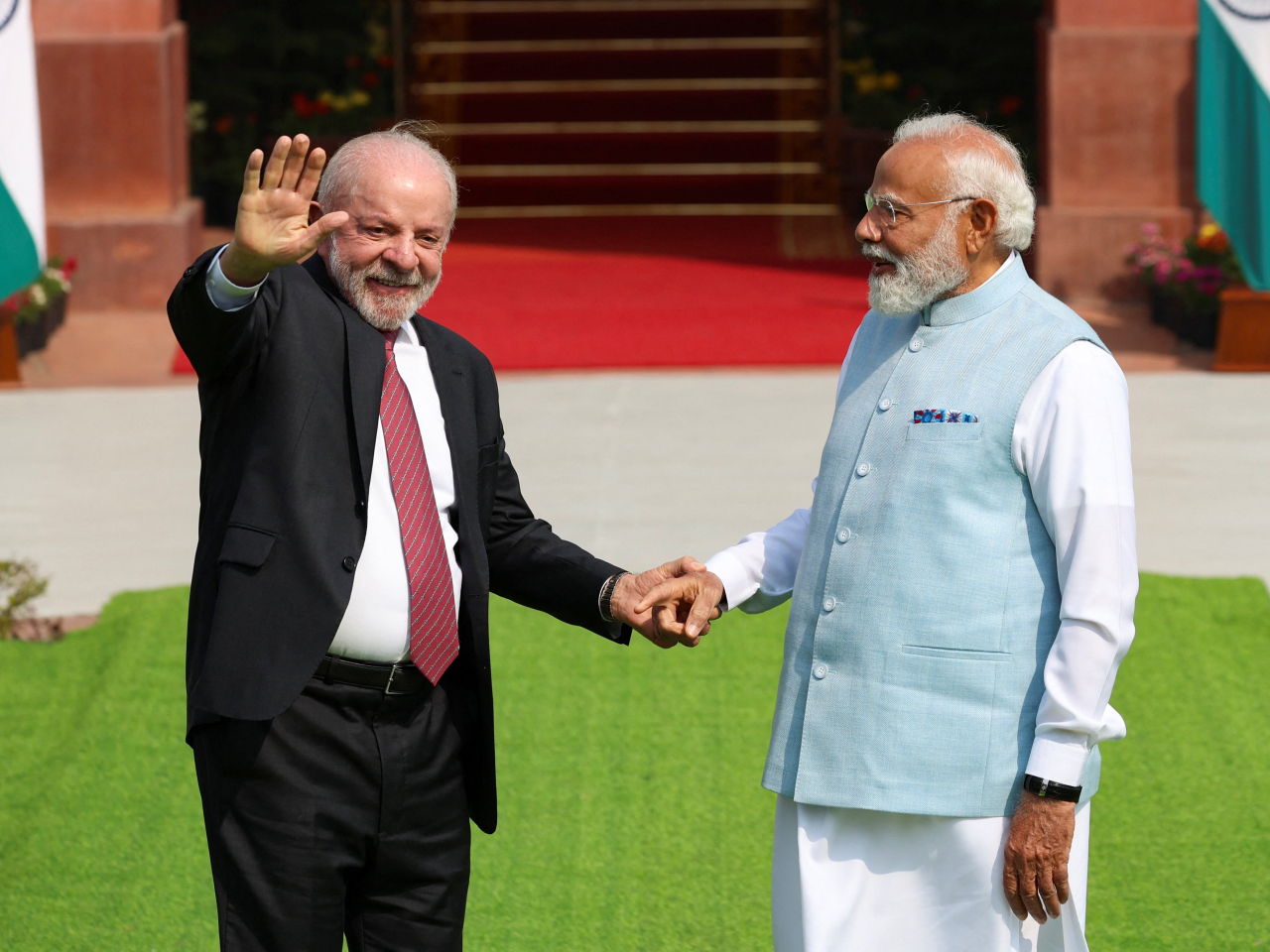Brazilian President Luiz Inacio Lula da Silva with Prime Minister Narendra Modi after talks in New Delhi. Photo: Reuters