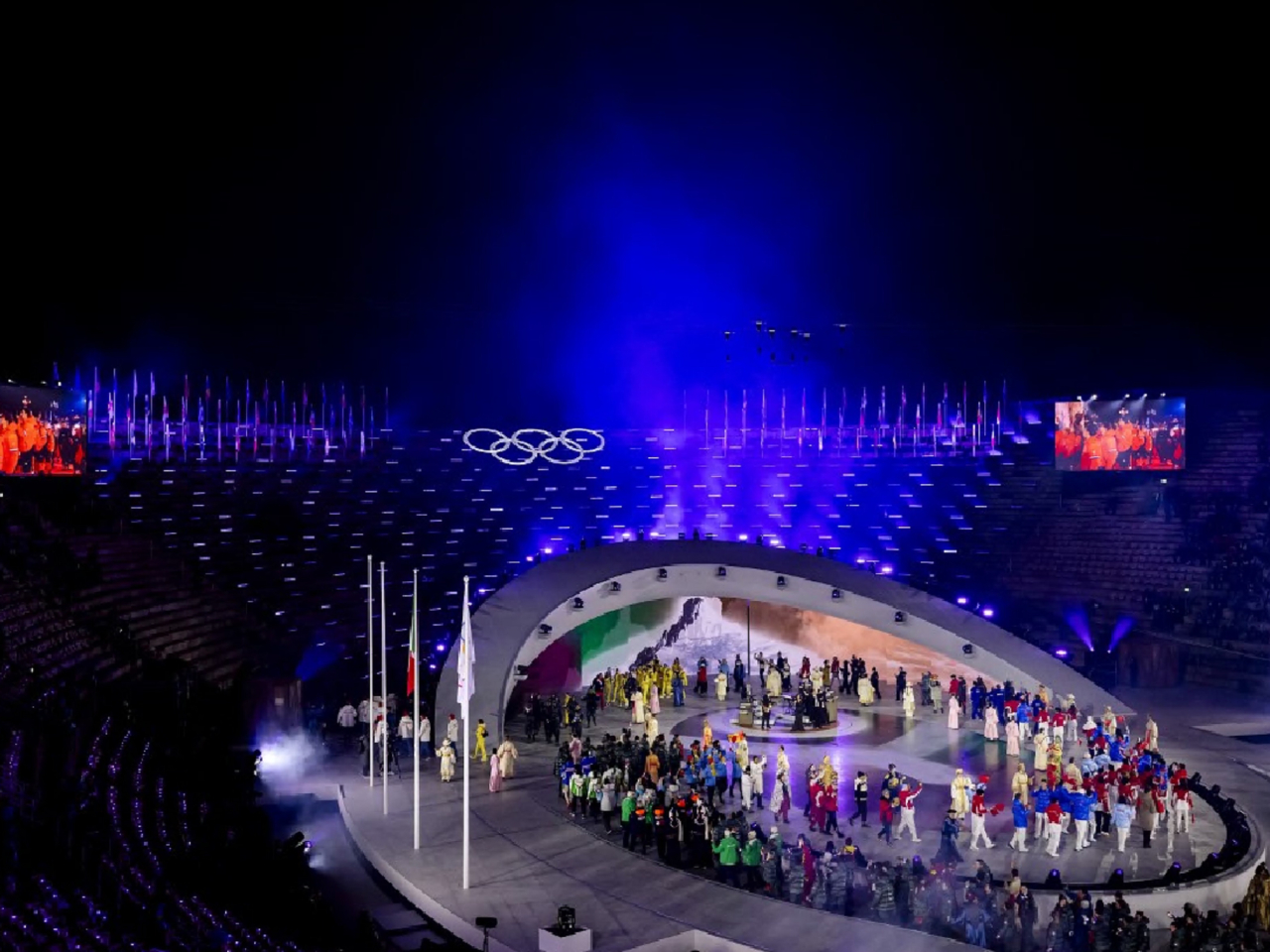 閉幕儀式在意大利維羅納競技場舉行。（法新社）