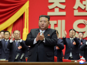 DPRK leader Kim Jong Un applauds as he attends the Ninth Congress of the Workers' Party of Korea (WPK) where he was re-elected as general secretary in Pyongyang. Photo: KCNA via Reuters