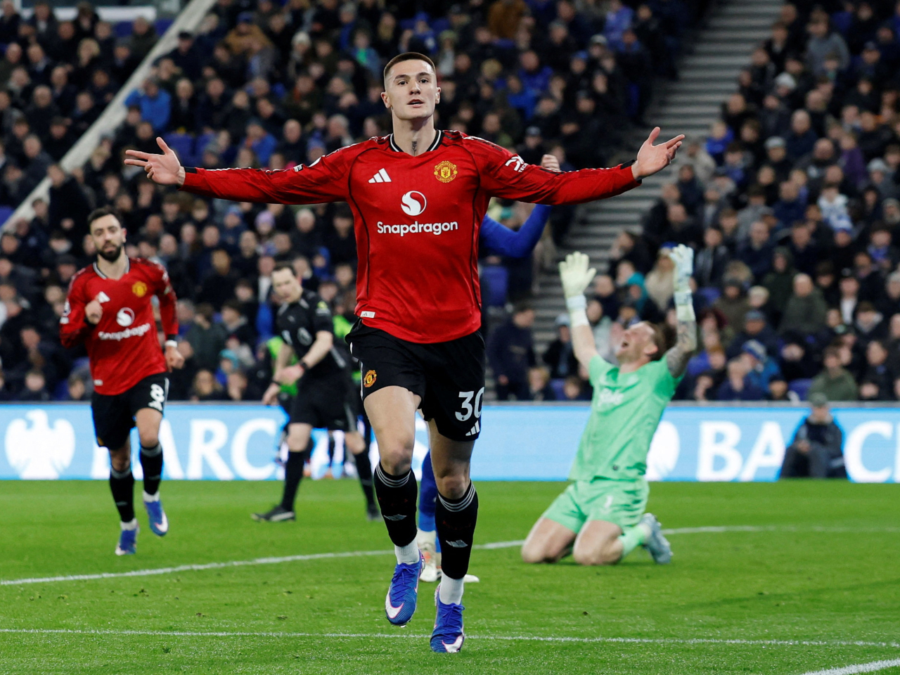 Bejmain Sesko came off the bench to score in his second straight game for the Red Devils. Photo: Reuters