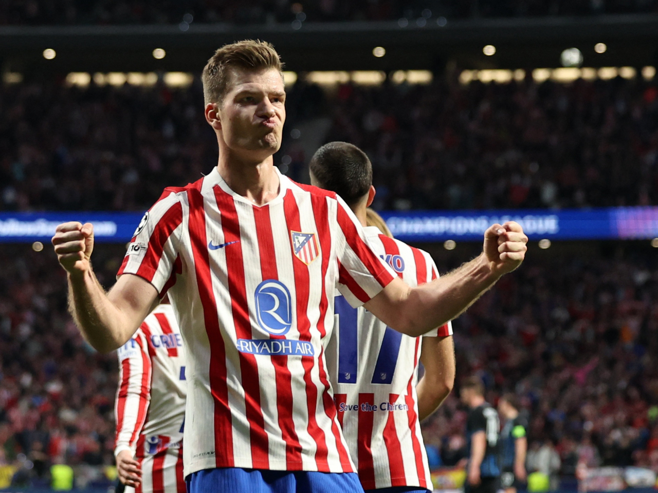 Alexander Sorloth scored a hat-trick to lead Atletico Madrid past Club Brugge at the Metropolitano Stadium. Photo: Reuters