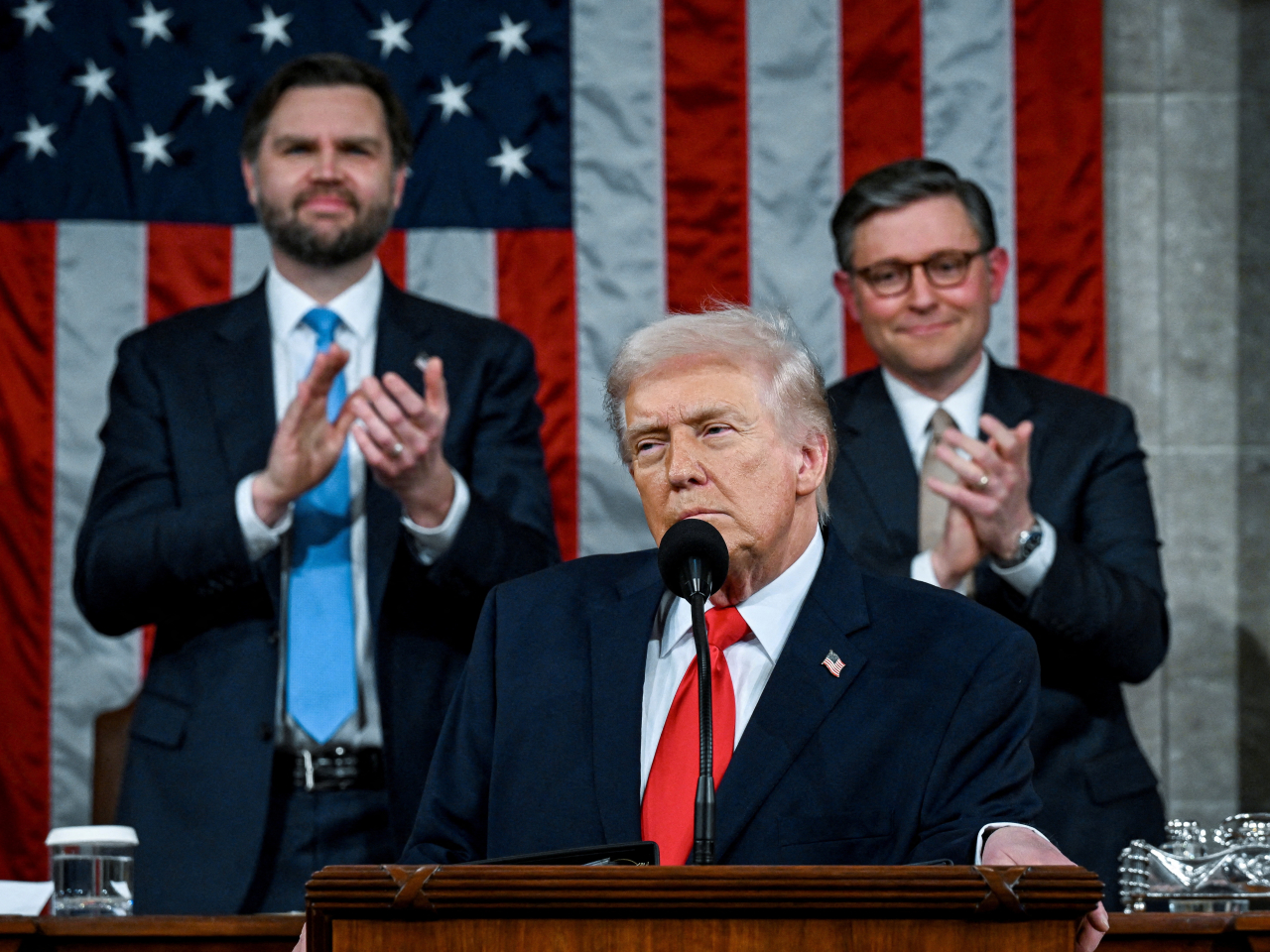 US President Donald Trump struck a defiant tone during his State of the Union Address to Congress. Photo: Reuters