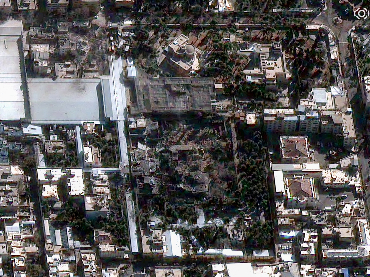 A satellite image shows the destroyed residence complex belonging to Supreme Leader Ayatollah Ali Khamenei in Tehran. Photo: handout via Reuters