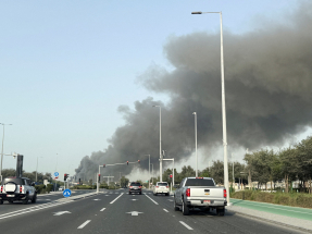 Smoke billows from Zayed port after an Iranian attack in Abu Dhabi in the United Arab Emirates. Photo: Reuters