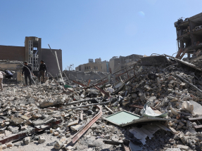 A police station in Tehran is destroyed by US and Israeli air strikes. Photo: Majid Asgaripour/West Asia News Agency via Reuters
