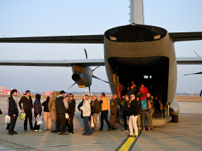 Repatriated Slovaks who were stranded in Jordan amid the US-Israel conflict with Iran arrive at MR Stefanik Airport in Bratislava. Photo: Reuters
