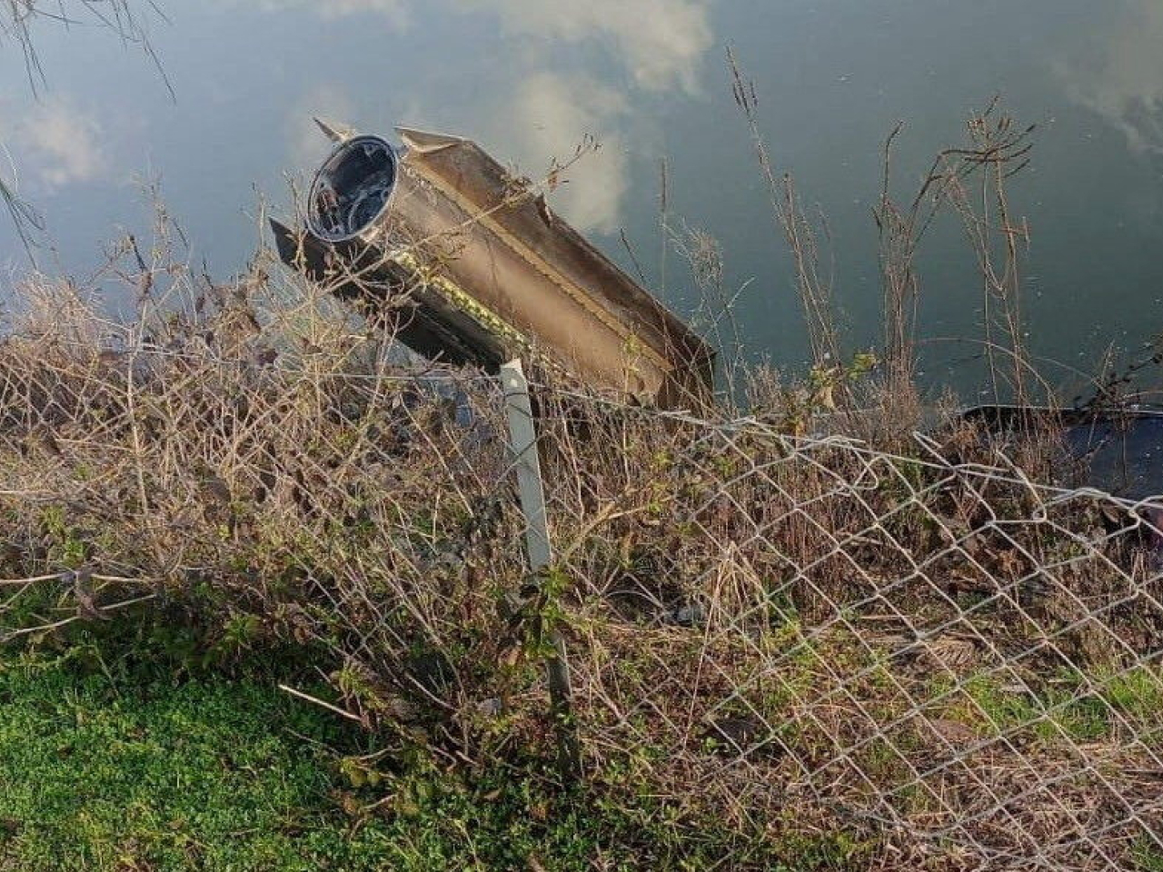 Debris of a Nato air defence system that intercepted a missile launched from Iran is seen in Dortyol, in Turkiye's southern Hatay province. Screengrab: Ihlas News Agency via Reuters