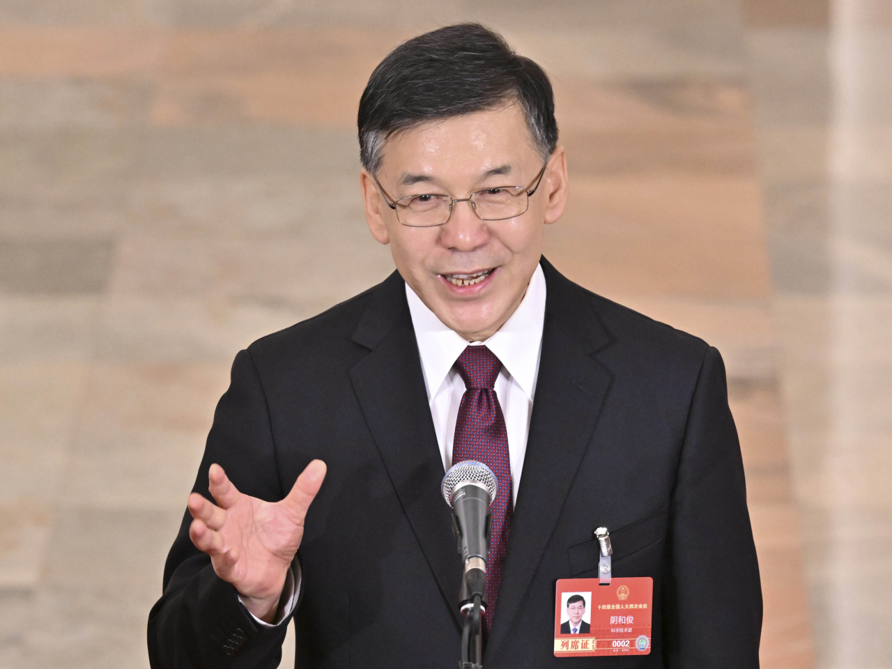 陰和俊表示，國家的科技事業快速發展，科技實力躍上新台階，科技成果蓬勃發展。（新華社）