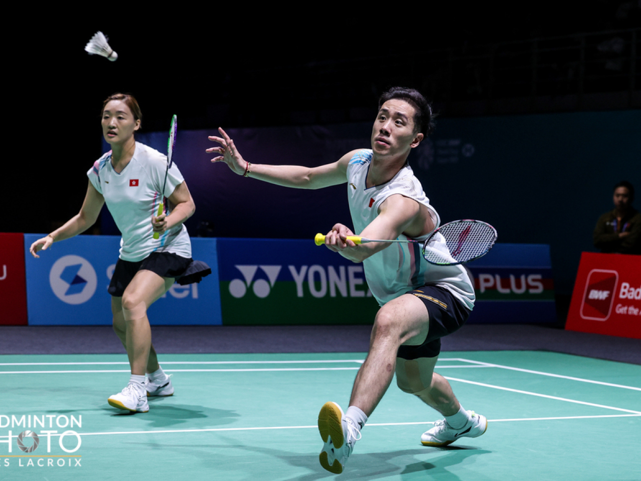世界羽聯巡迴賽全英公開賽，鄧俊文和謝影雪在混雙晉身8強。（中國香港羽毛球總會）