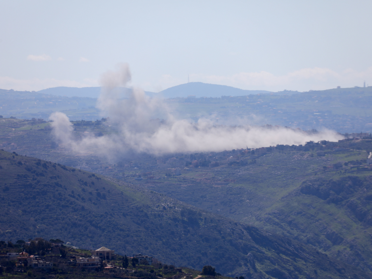 Smoke rises after an Israeli strike on Lebanon as seen from Marjayoun. Photo: Reuters