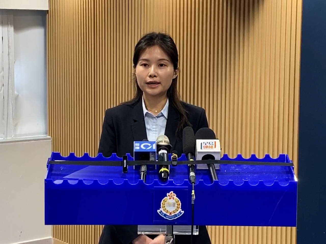 元朗警區刑事調查隊第12隊偵緝高級督察陳敏熹現向傳媒簡報案情。（警方提供）