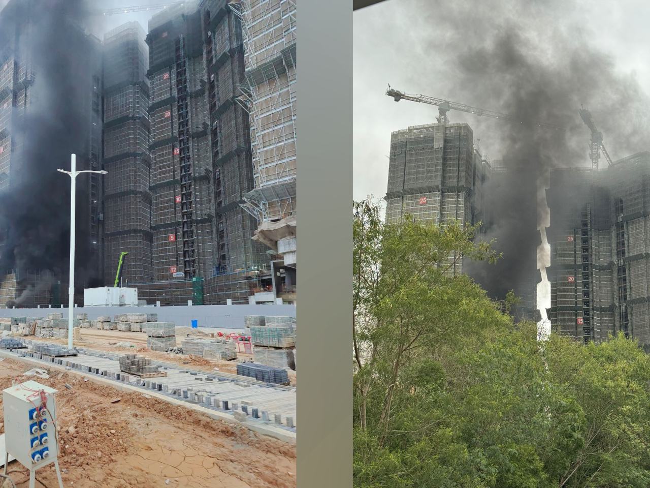 上水古洞柏壽路一個地盤有建築材料及雜物起火。(網上圖片)