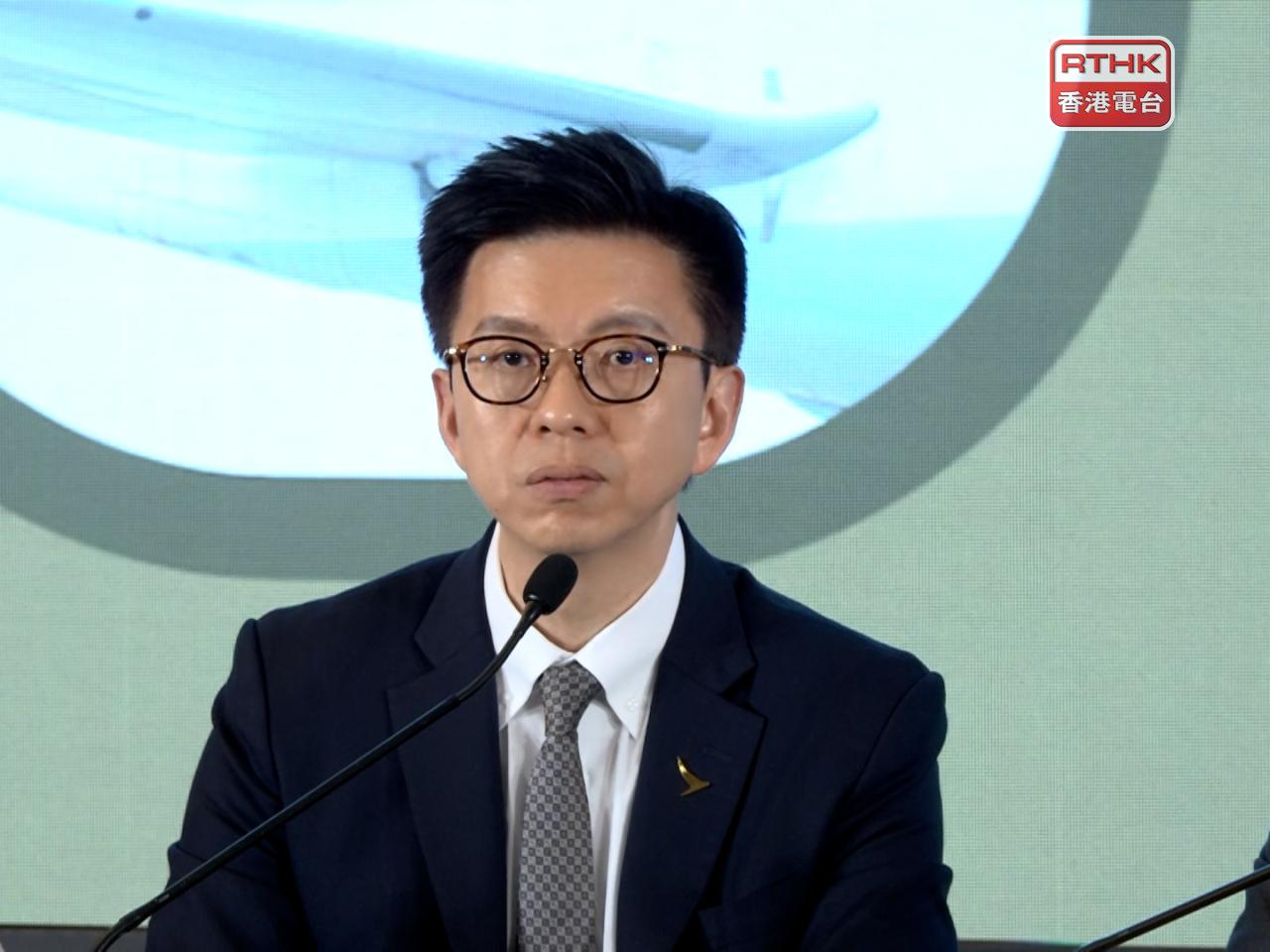 林紹波表示，很快會公布調整航班燃油附加費。（孔令輝攝）