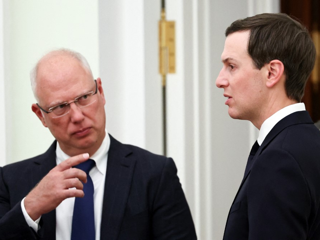Russia's Kirill Dmitriev, left, thanked US negotiators, including US President Donald Trumps son-in-law Jared Kushner, for a productive meeting. File photo: AFP