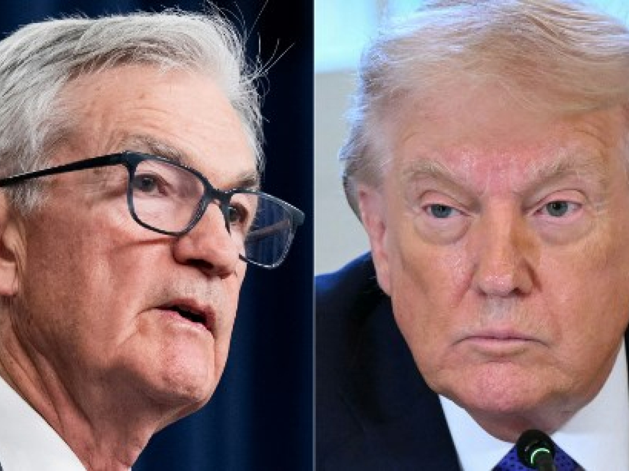 US President Donald Trump (right) has repeatedly insulted Fed Chair Jerome Powell (left) over the Fed's interest rate policies on File Photo: AFP