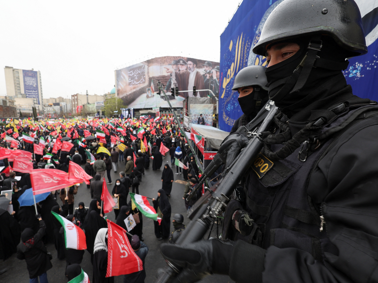 Security is tight as Iranians take part in a protest marking the annual al-Quds Day (Jerusalem Day) in Tehran. Photo: Reuters