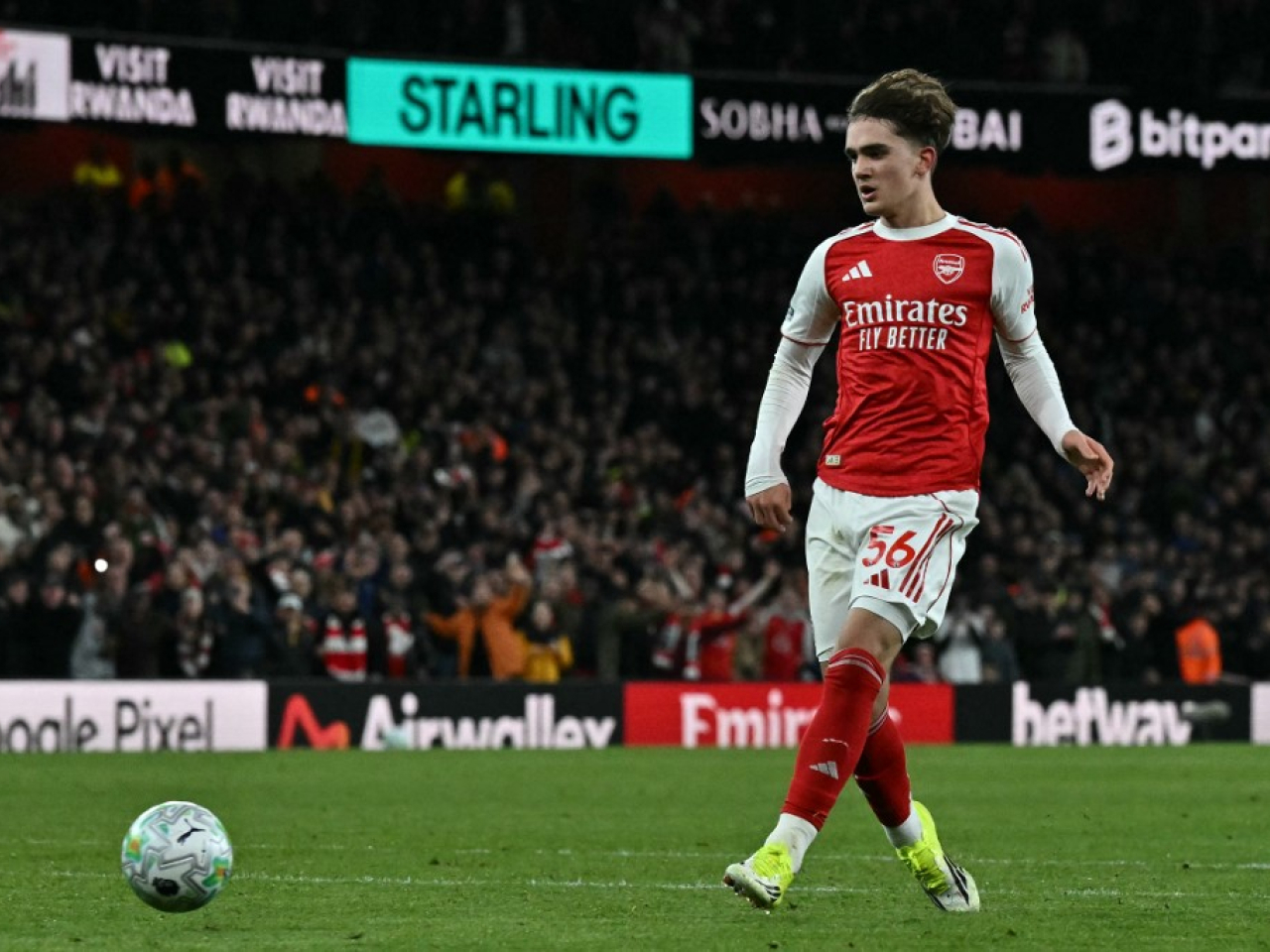 At 16 and 73 days Dowman broke James Vaughan's record as the youngest scorer in the competition's history. Photo: AFP