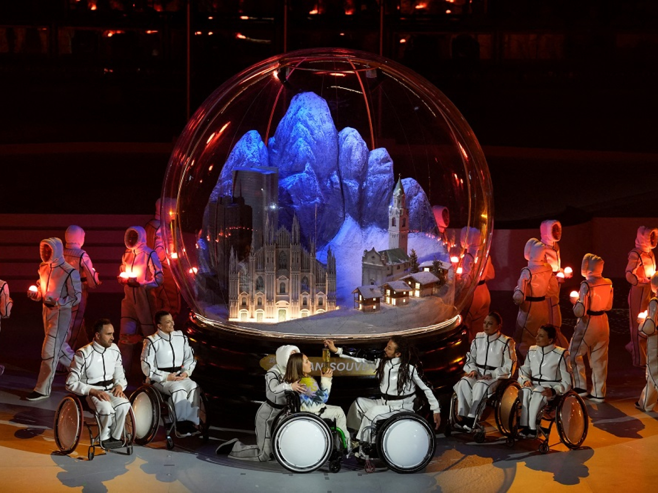 Influencer Sofia Tansella and dancer Dergin Tokmak perform. Photo: Reuters