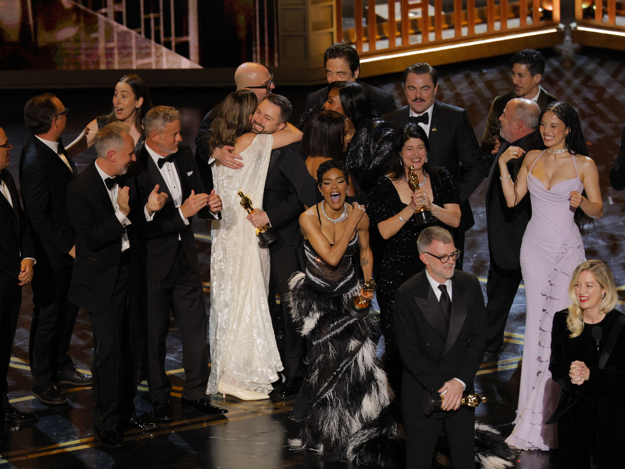 'One Battle after Another' cast members are ecstatic at winning the Oscar war as Paul Thomas Anderson takes the best-picture gong. Photo: Reuters