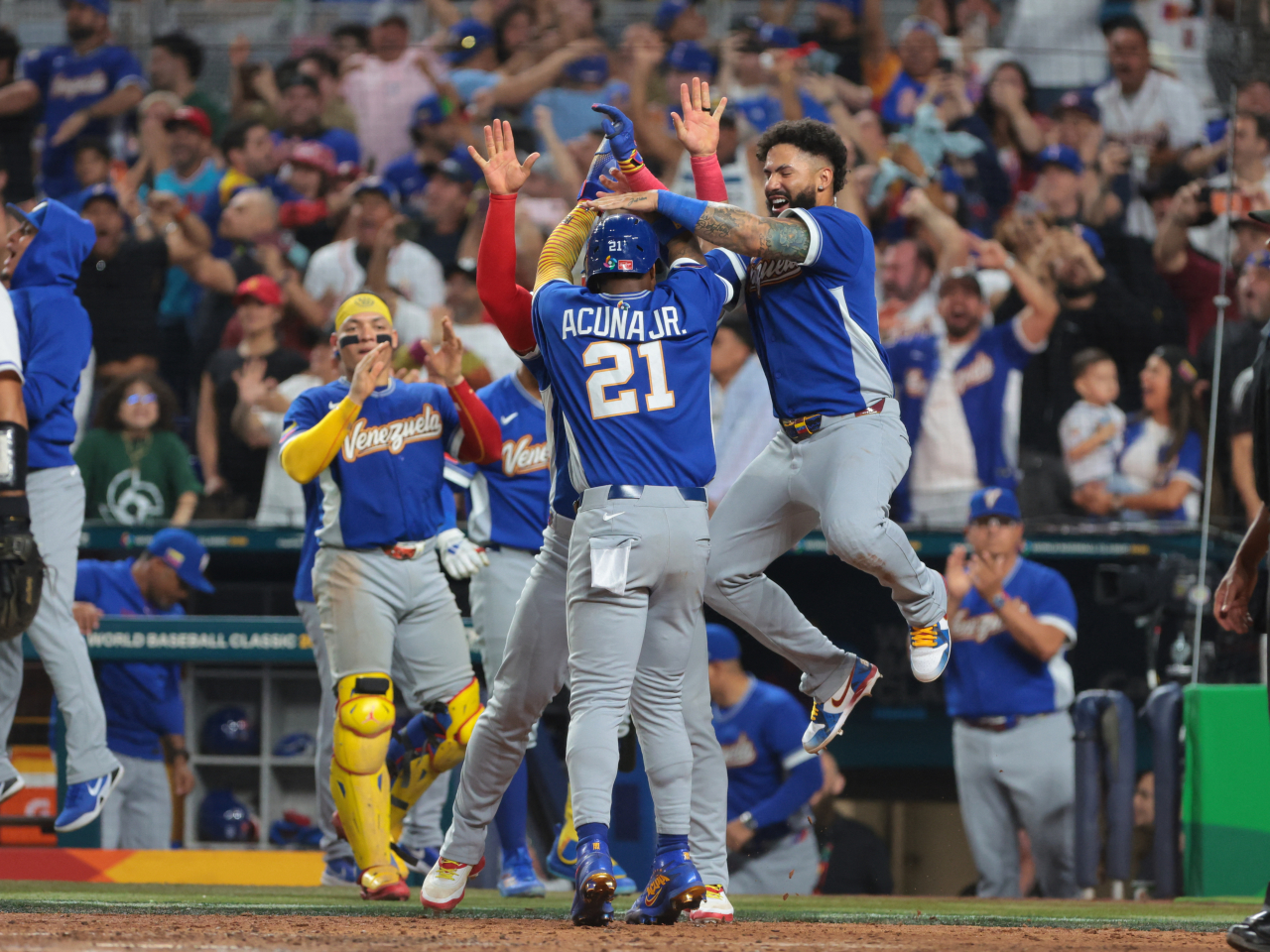 Ronald Acuna Jr helped spark Venezuela's comeback against Italy with an infield single in the seventh inning. Photo: Reuters