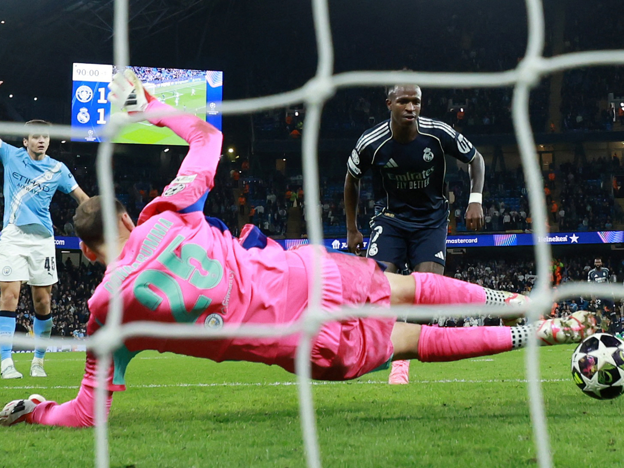 Vinicius Junior scored twice for Real Madrid to dump Manchester City out of the last 16. Photo: Reuters