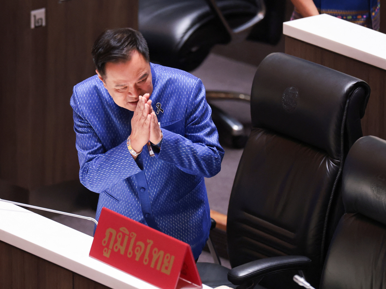 阿努廷在總理選舉中獲過半數議員支持，再次當選泰國總理。（路透社）