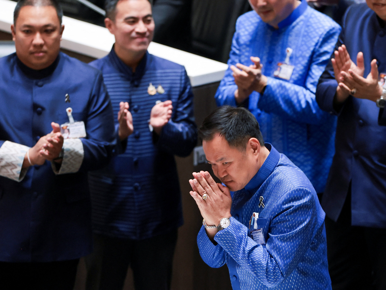 阿努廷在國會下議院選舉中，獲得過半數議員支持，再次當選泰國總理。（路透社）