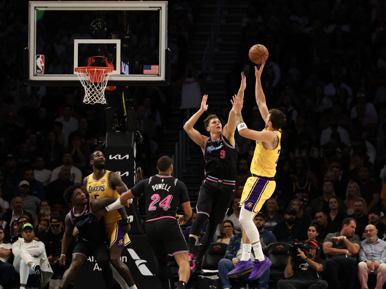 Luka Doncic notched the third 60-point game of his career in the Lakers' victory over Miami. Photo: Reuters