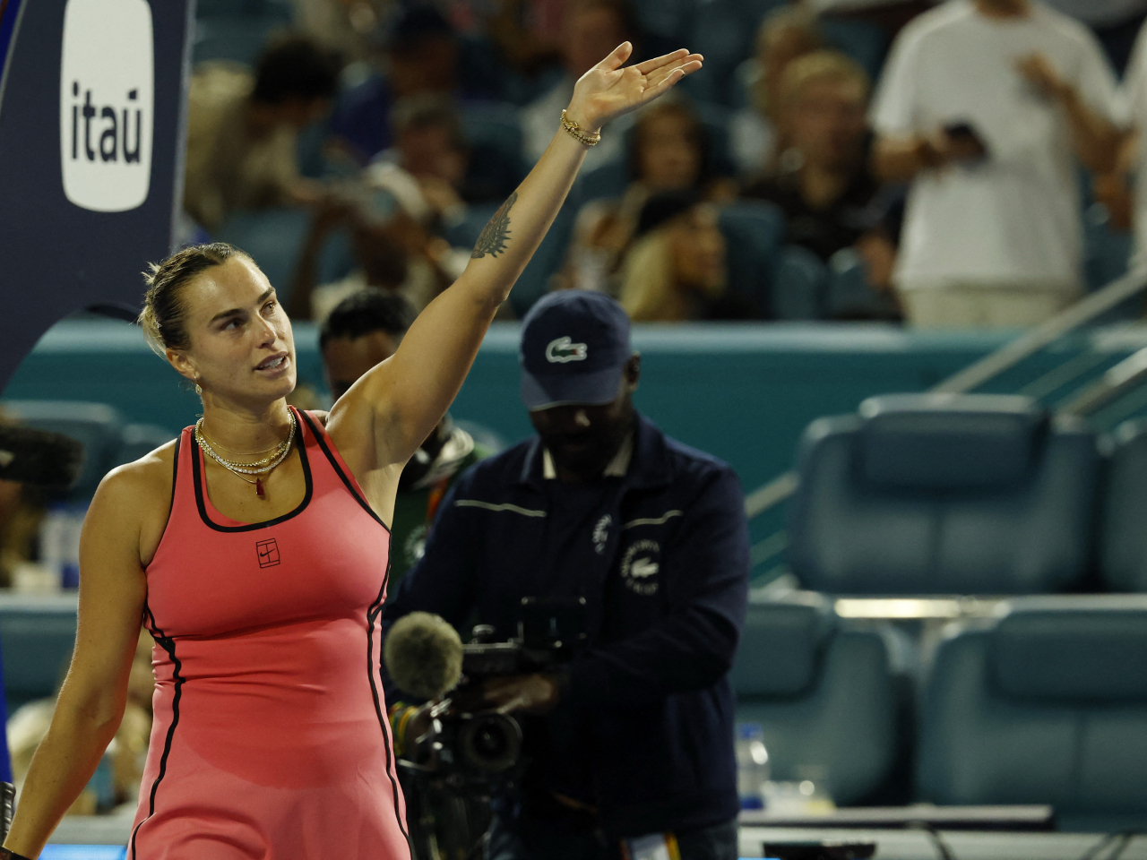 Sabalenka kept her bid for back-to-back titles in south Florida on track with a straight sets win over Zheng Qinwen. Photo: Reuters