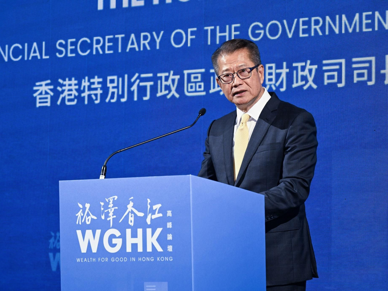 陳茂波表示，香港不單是安全港，亦是把握內地龐大機遇的最佳門戶。（政府新聞處圖片）