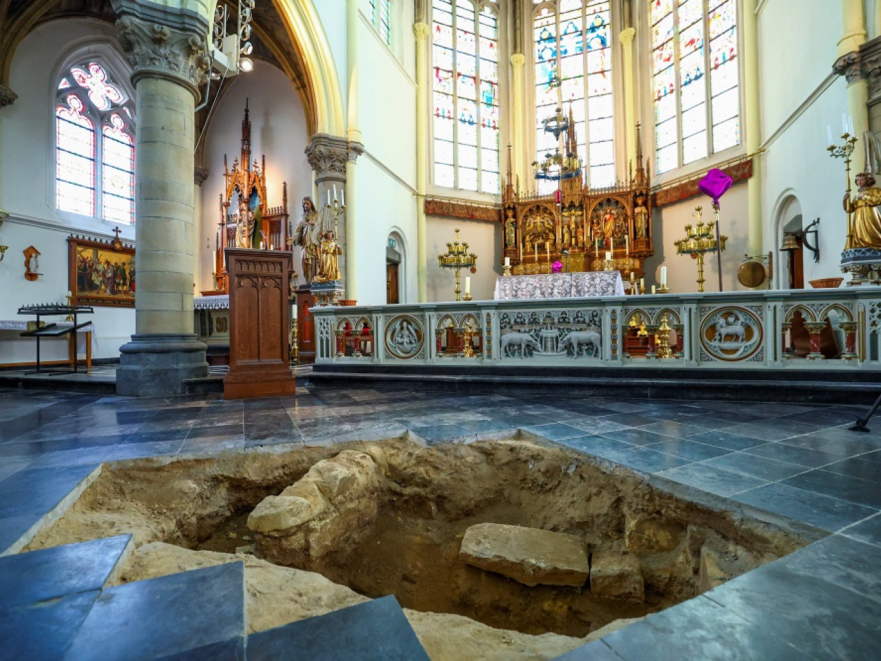 The remains were found in Maastricht, where the altar used to be in the nave of a modern church whose origins date back to at least the 13th century. Photo: Reuters
