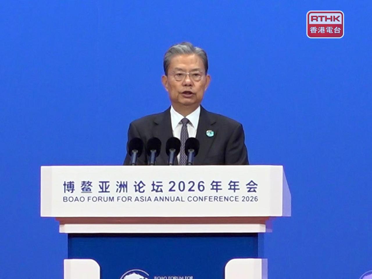 趙樂際說中國將準確全面貫徹新發展理念，進一步擴大高水平對外開放。（劉澤浩攝）