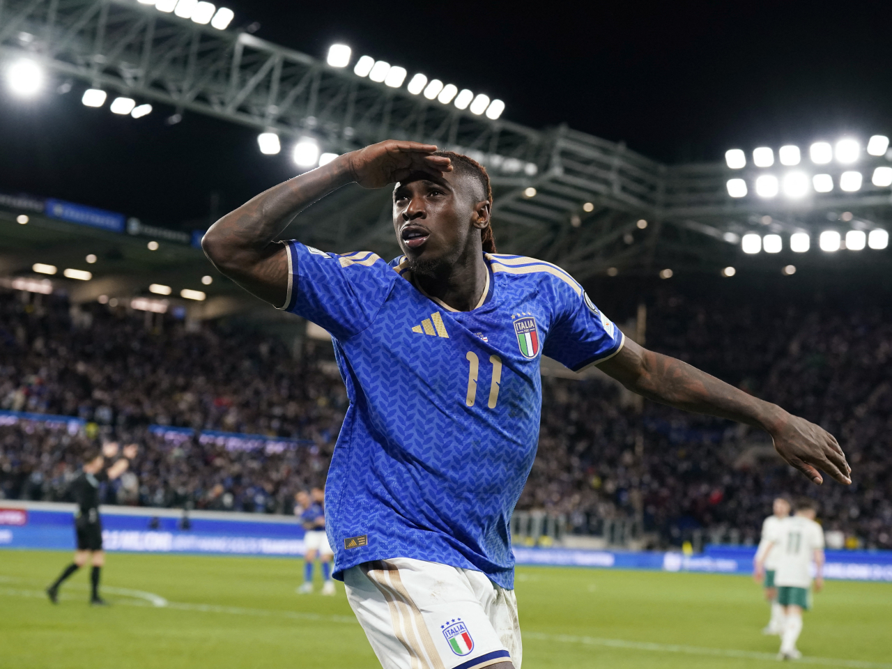 Moise Kean scored Italy's second goal in Bergamo to end Northern Ireland's dreams of a first World Cup since 1986. Photo: Reuters
