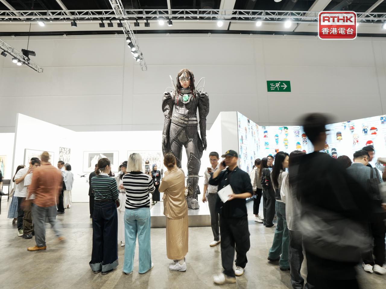 Hong Kong artist Tim Yip's installation includes a 4.5-metre-high mannequin-like sculpture, which represents a mirror for human experience in a dystopian, artificially shaped future. Photo: RTHK