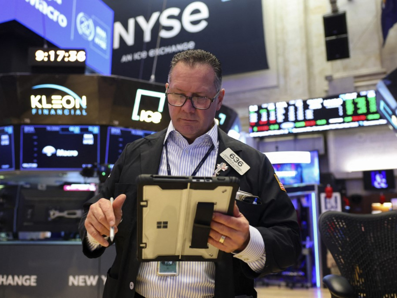 道瓊斯指數最多跌近900點，收市報45166點，跌793點，跌幅1.7%。（法新社資料圖片）