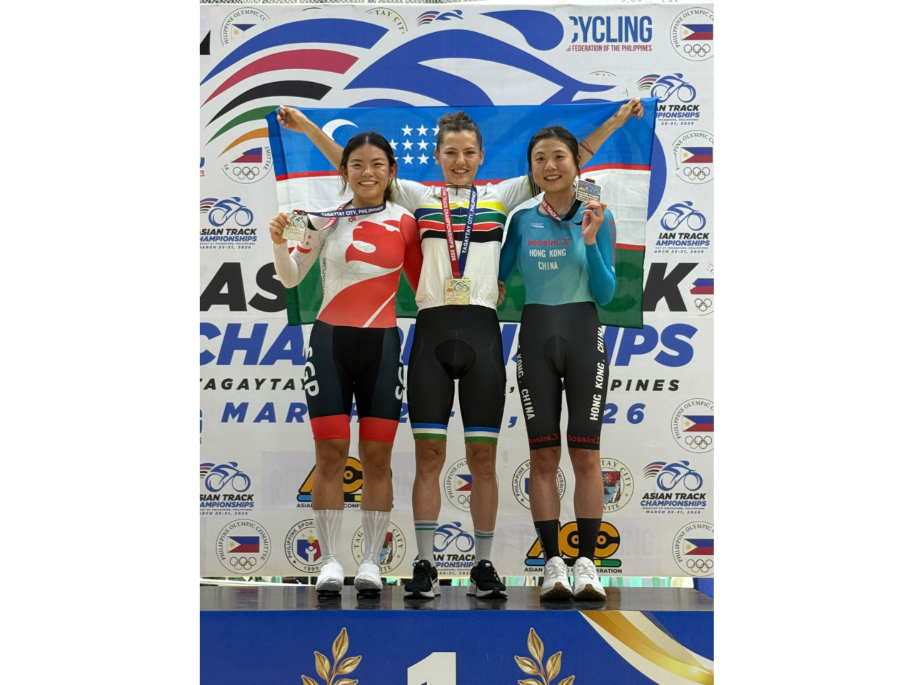 港隊梁穎儀在女子精英記分賽增添一面銅牌。（中國香港單車總會提供）