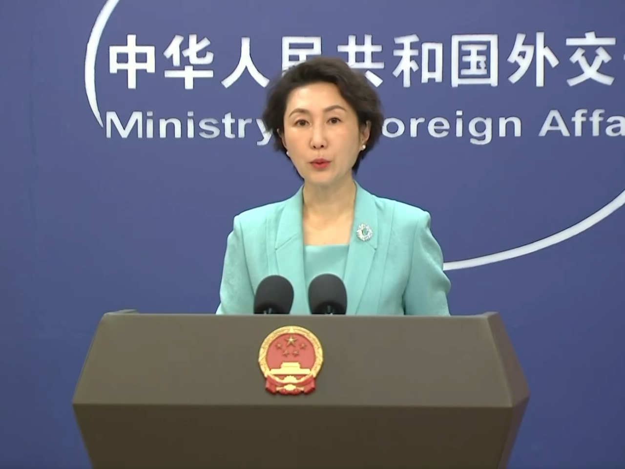 毛寧表示，中方將採取必要措施，堅定地維護自身主權和領土完整。（央視片段截圖）