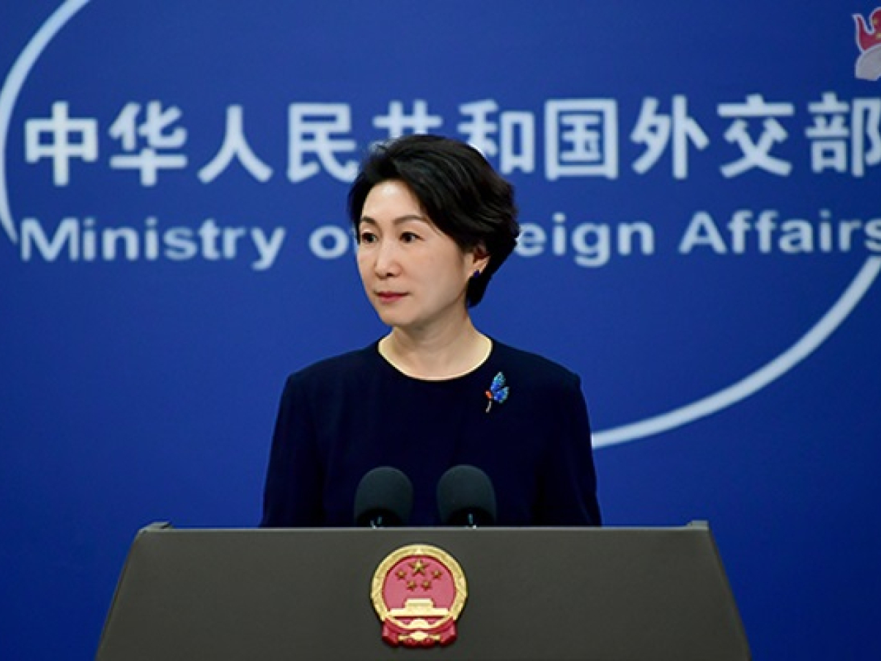 毛寧表示，台灣問題是中國核心利益的核心，是不可逾越的紅線。（外交部網頁圖片）