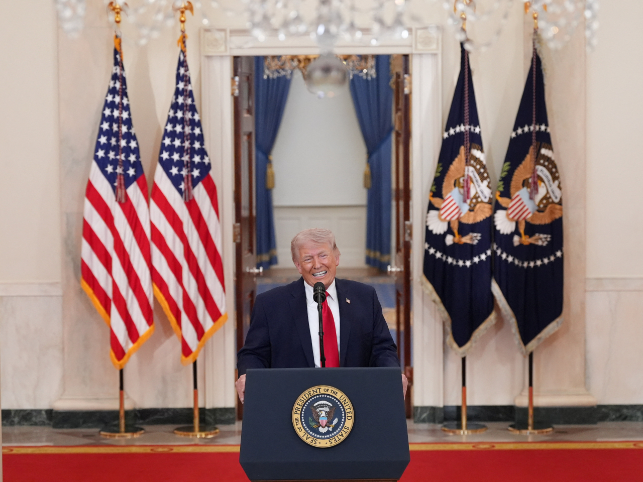 特朗普發表全國講話，宣稱對伊朗戰事取得快速、決定性、壓倒性勝利。（路透社）