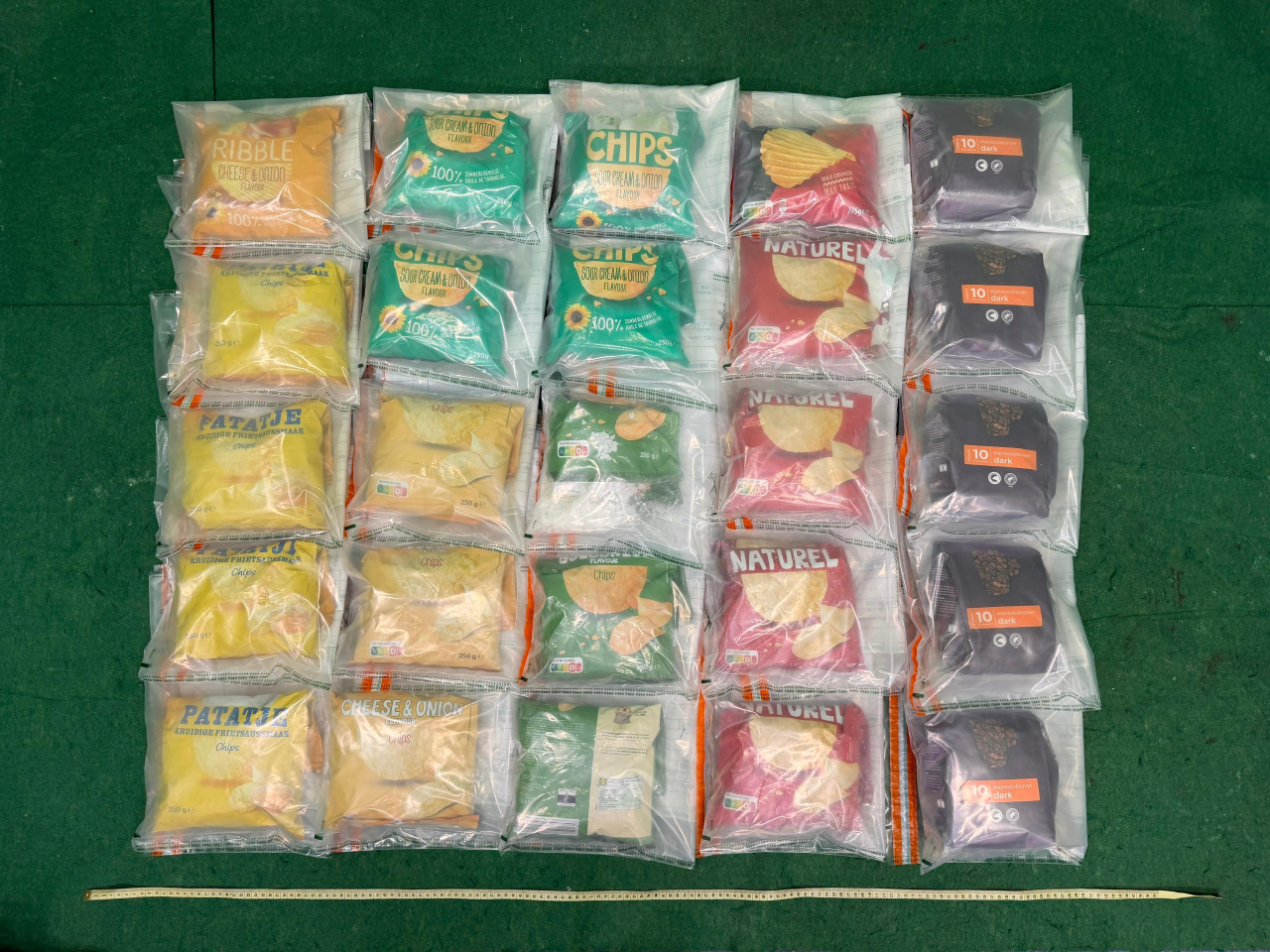 Officers say the suspected drugs were concealed in food packages. Photo courtesy of Customs and Excise